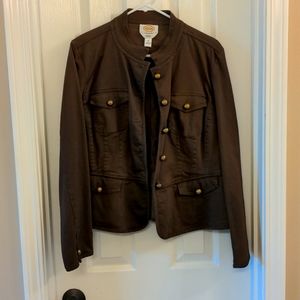 Talbots Petites Military Brown Brass Jacket